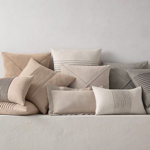 SUEDE & LINEN PINTUCK PILLOW COVER BY KELLY HOPPEN