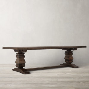 SALVAGED WOOD TRESTLE RECTANGULAR EXTENSION DINING TABLE